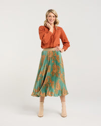 Vivienne Pleated Satin Skirt