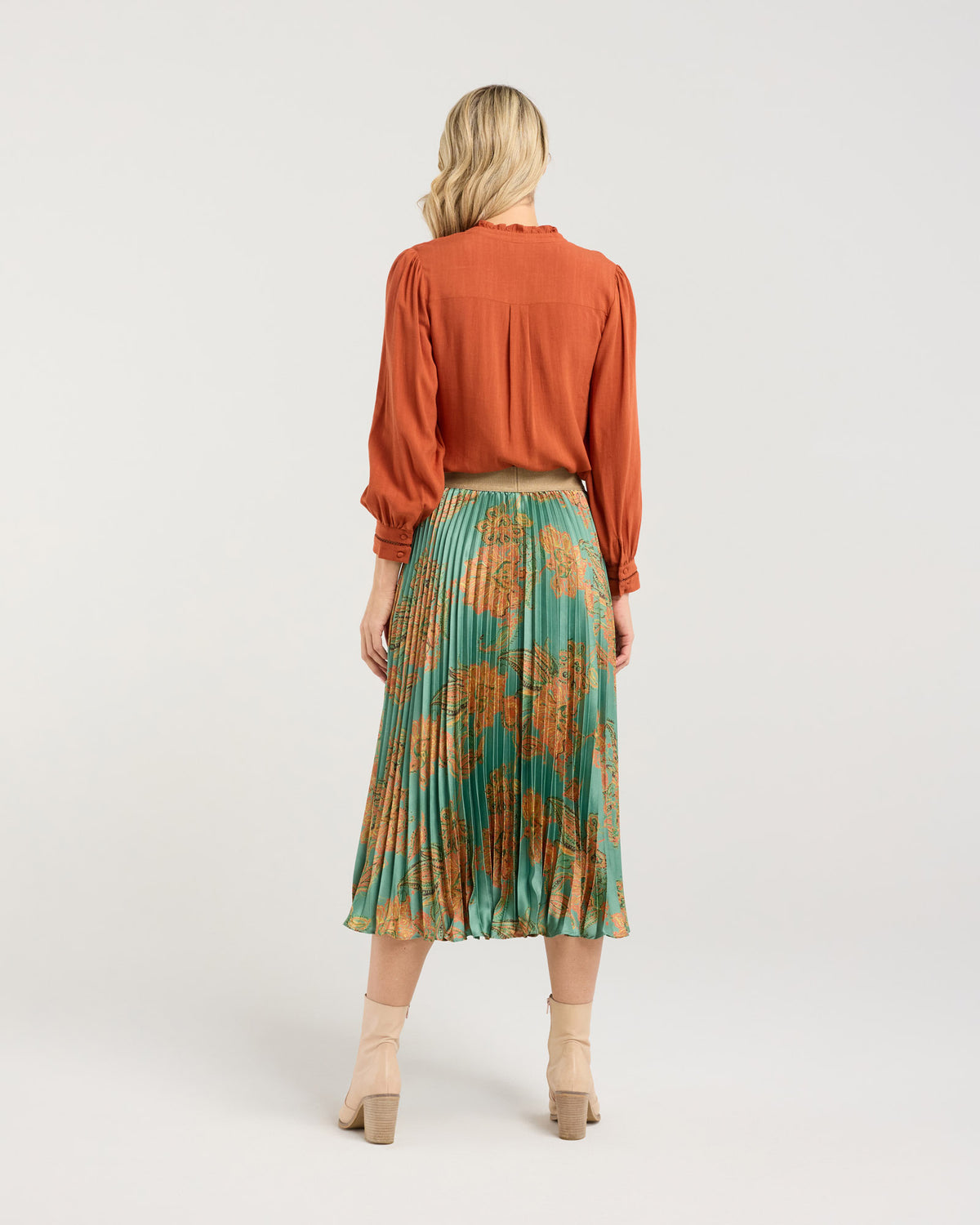 Vivienne Pleated Satin Skirt
