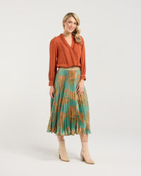 Vivienne Pleated Satin Skirt