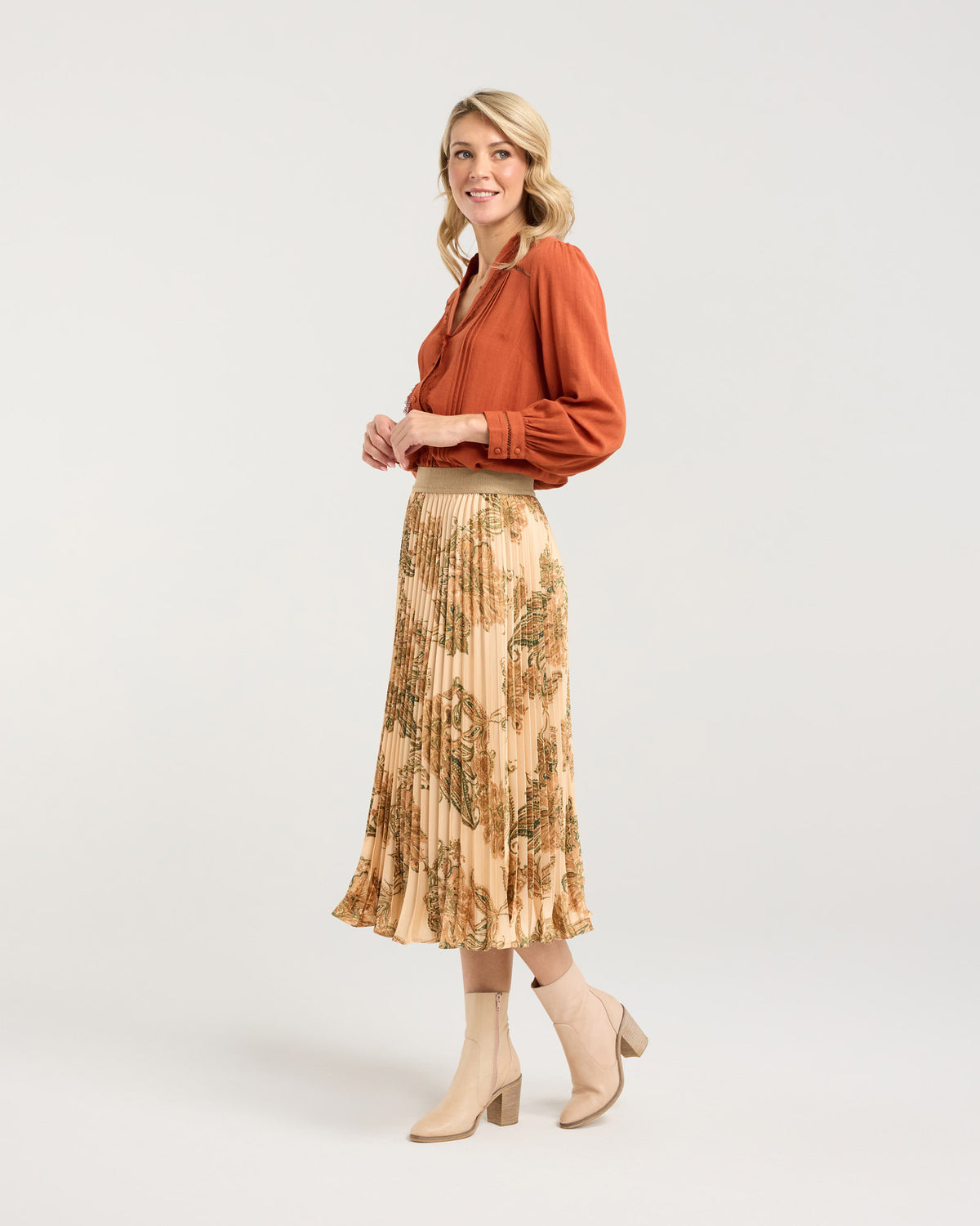 Vivienne Pleated Satin Skirt