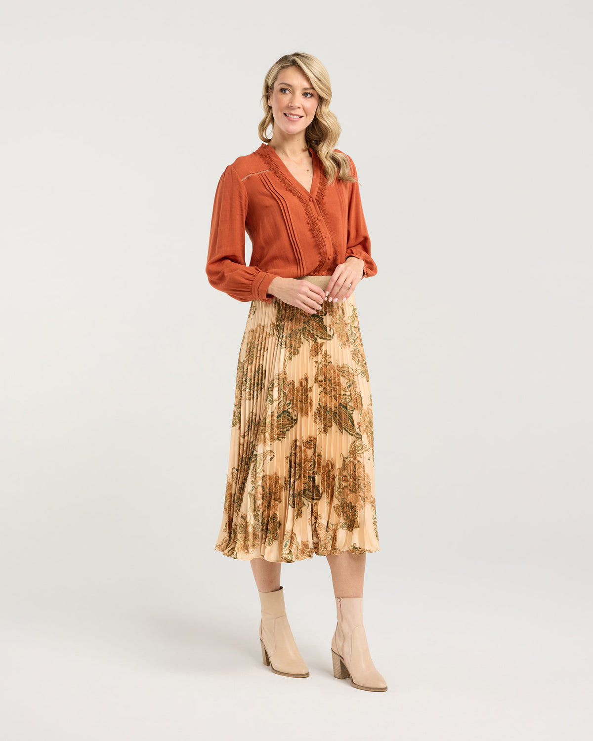 Vivienne Pleated Satin Skirt