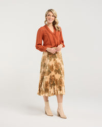 Vivienne Pleated Satin Skirt