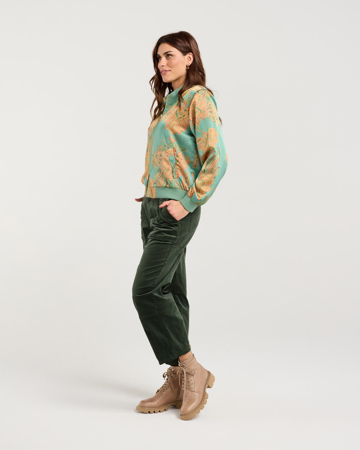 Ivanka Satin Print Bomber