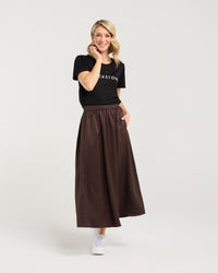 Edith Gathered Front Midi Skirt