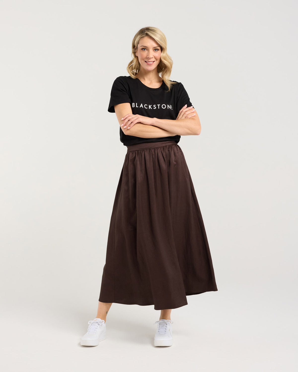 Edith Gathered Front Midi Skirt