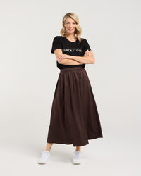 Edith Gathered Front Midi Skirt