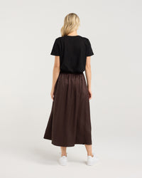 Edith Gathered Front Midi Skirt