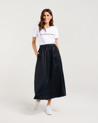 Edith Gathered Front Midi Skirt