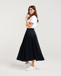 Edith Gathered Front Midi Skirt