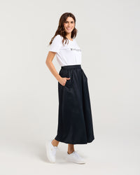 Edith Gathered Front Midi Skirt