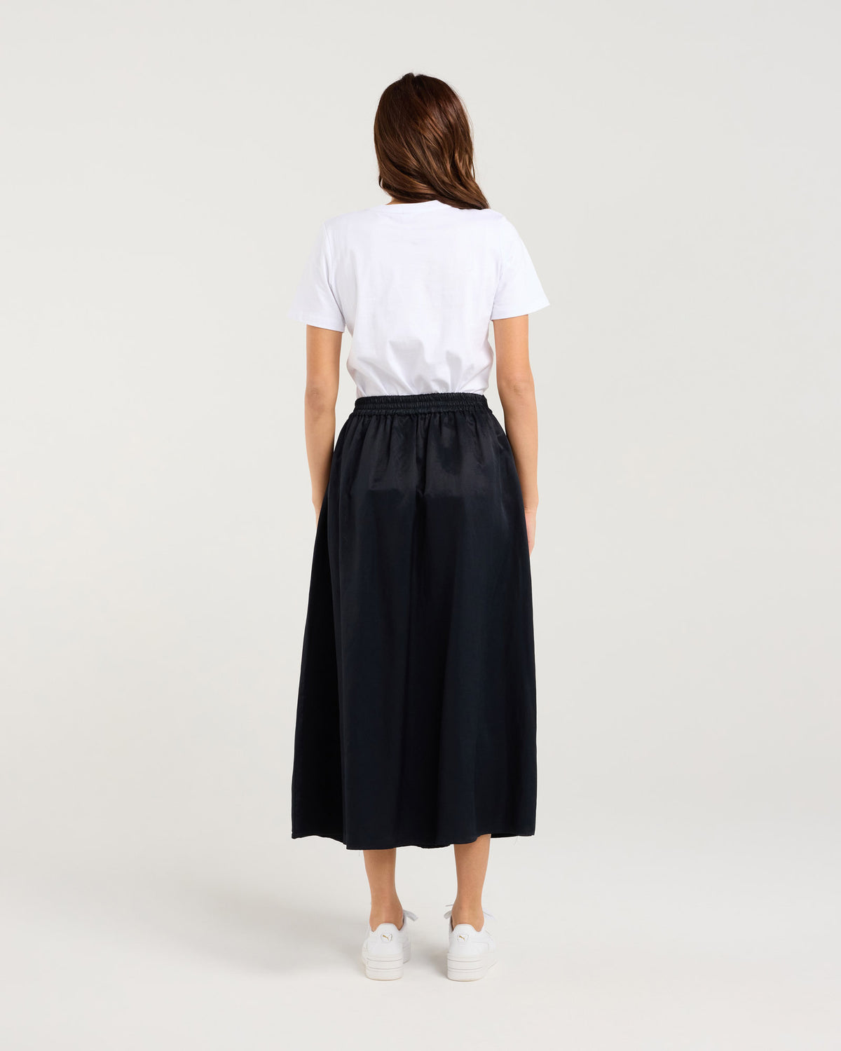 Edith Gathered Front Midi Skirt