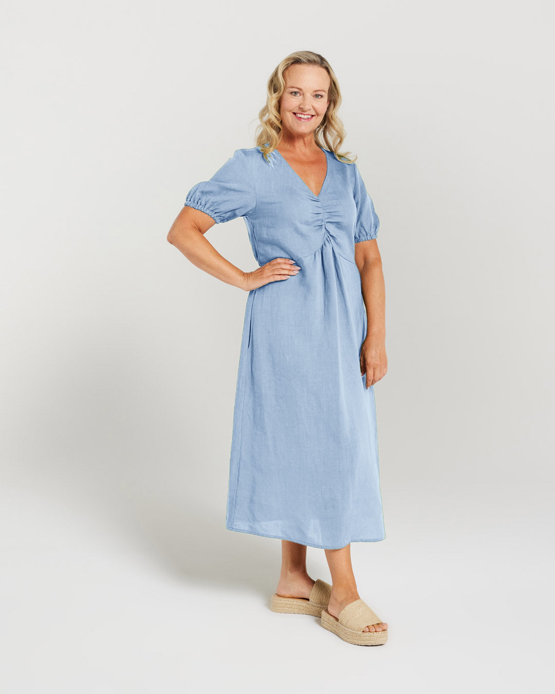 Tencel Linen Gathered Front Dress