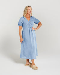 Tencel Linen Gathered Front Dress