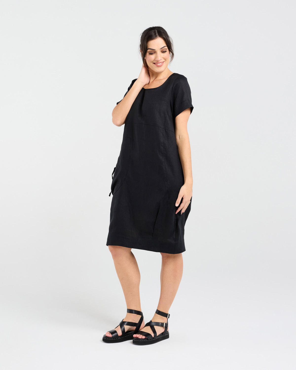 Lilian Linen Bubble Hem Dress