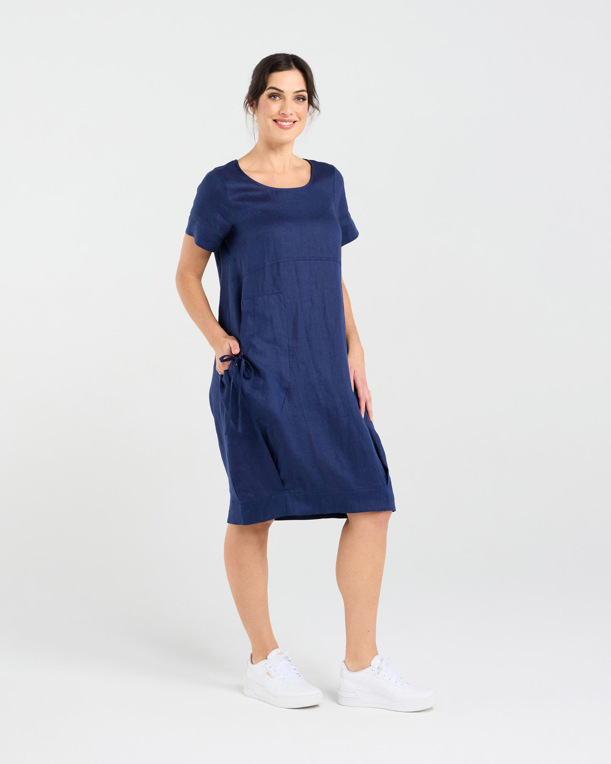Lilian Linen Bubble Hem Dress