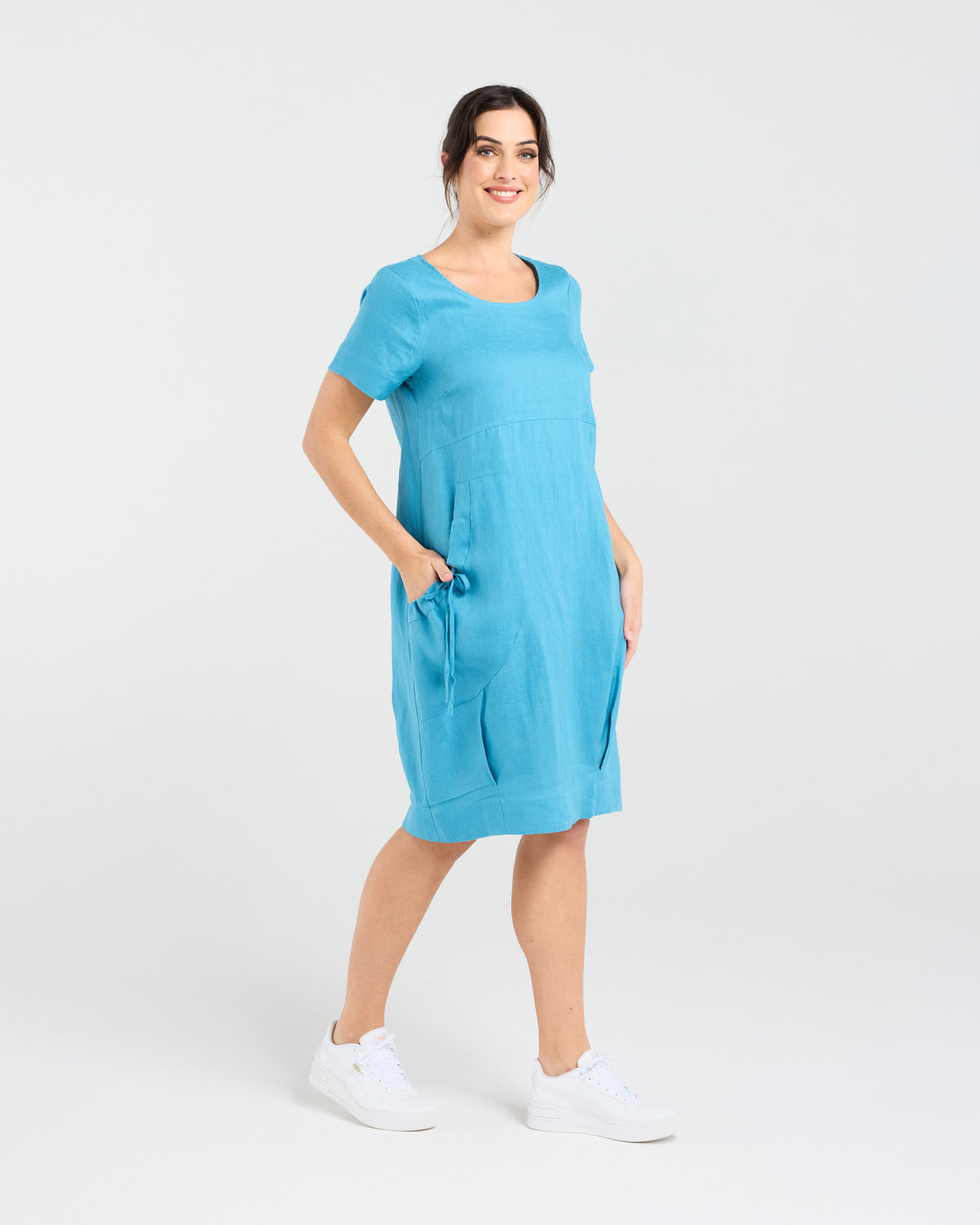 Lilian Linen Bubble Hem Dress