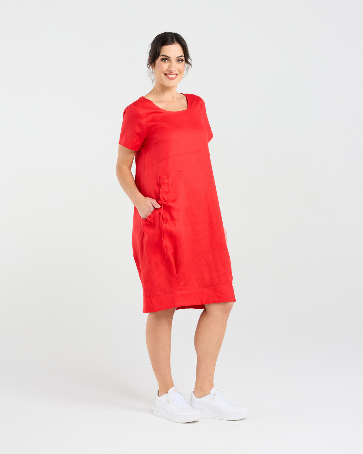 Lilian Linen Bubble Hem Dress