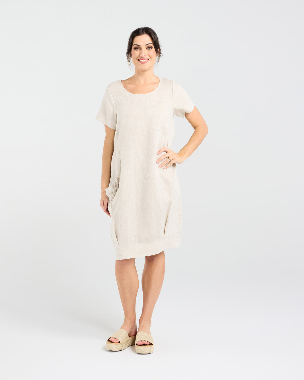 Lilian Linen Bubble Hem Dress