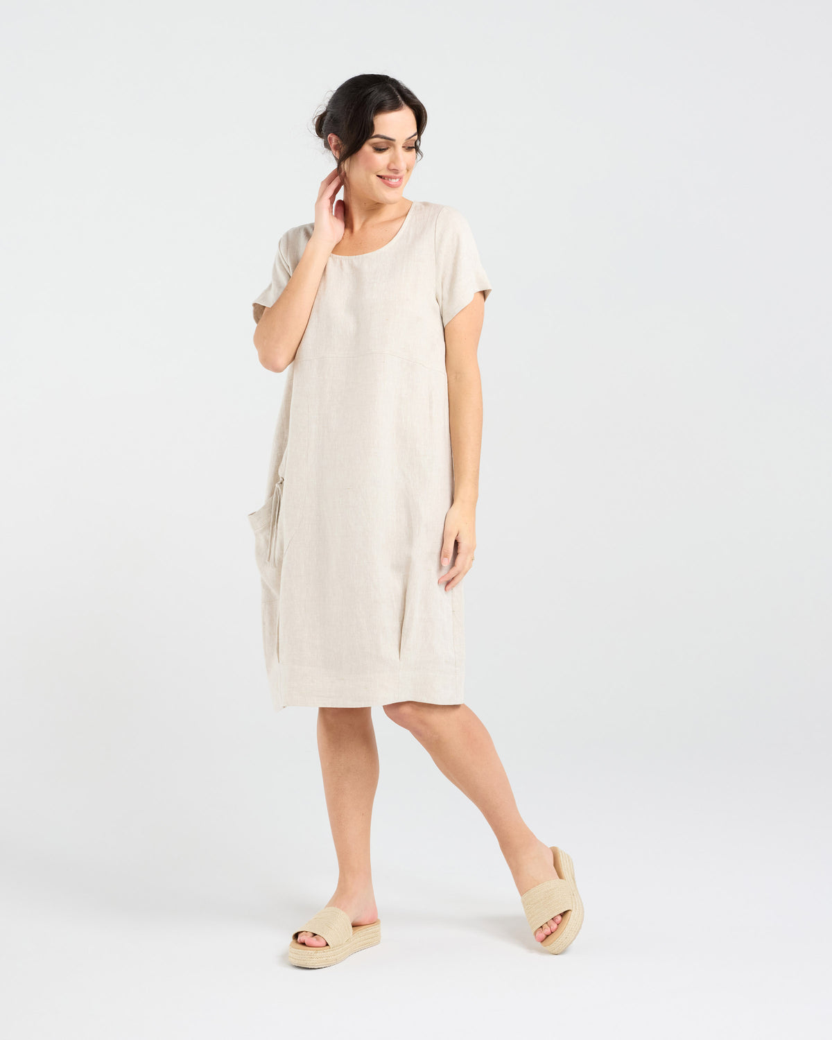 Lilian Linen Bubble Hem Dress