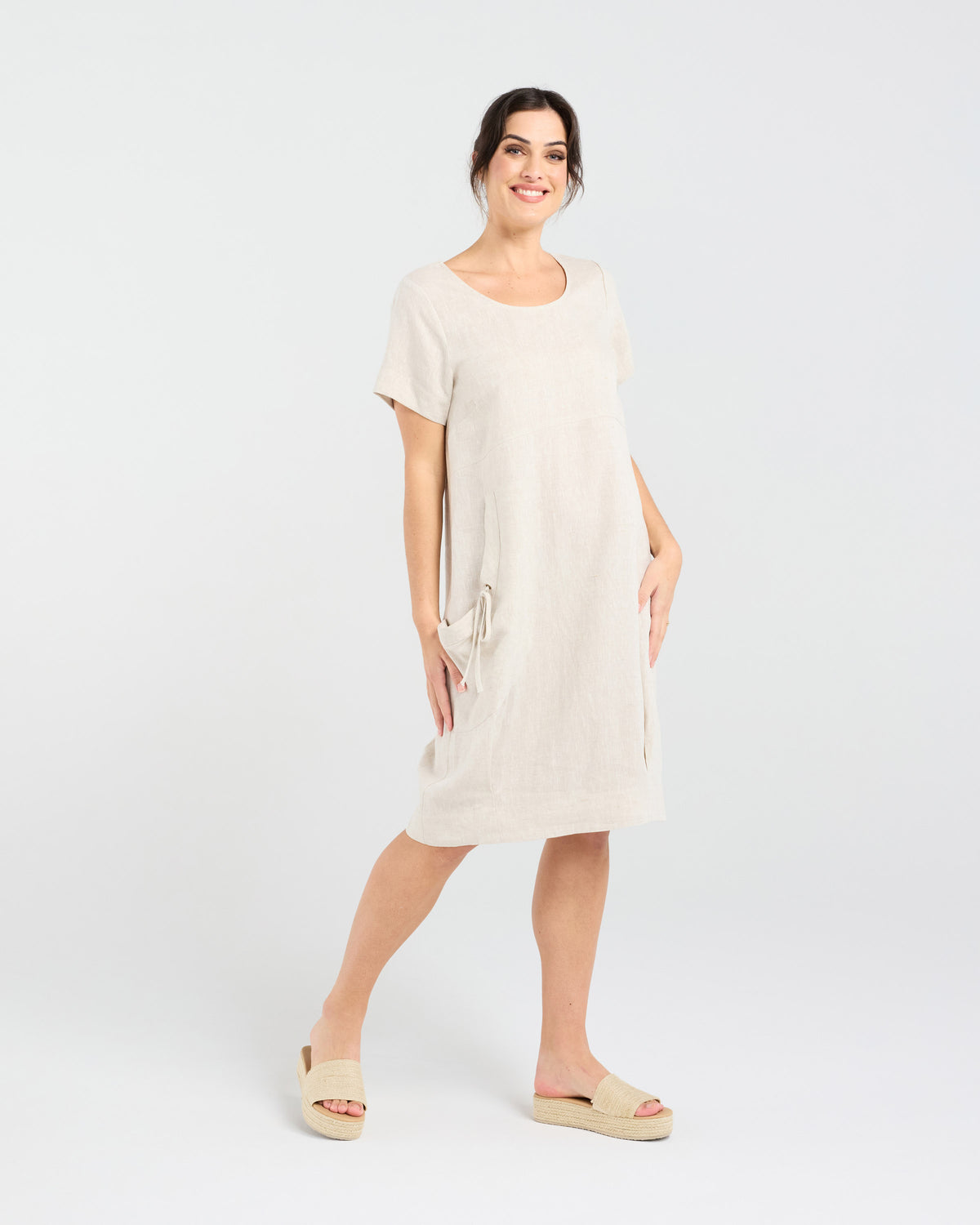 Lilian Linen Bubble Hem Dress