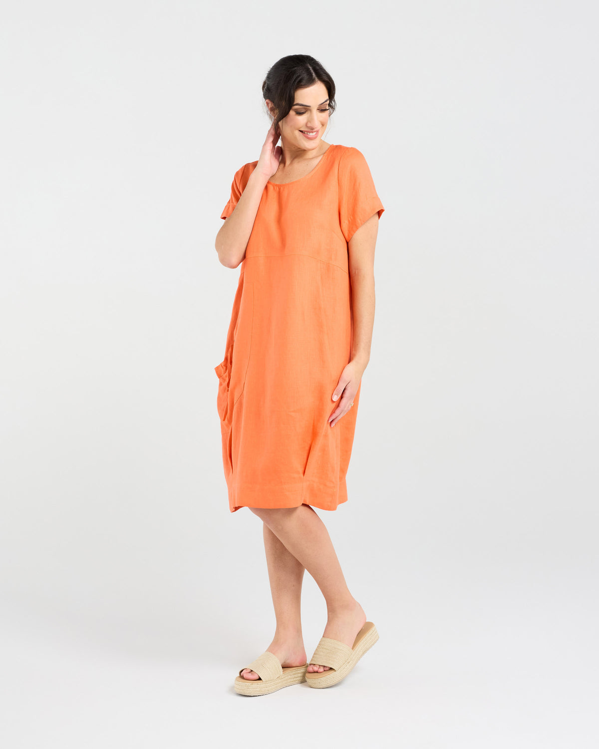Lilian Linen Bubble Hem Dress