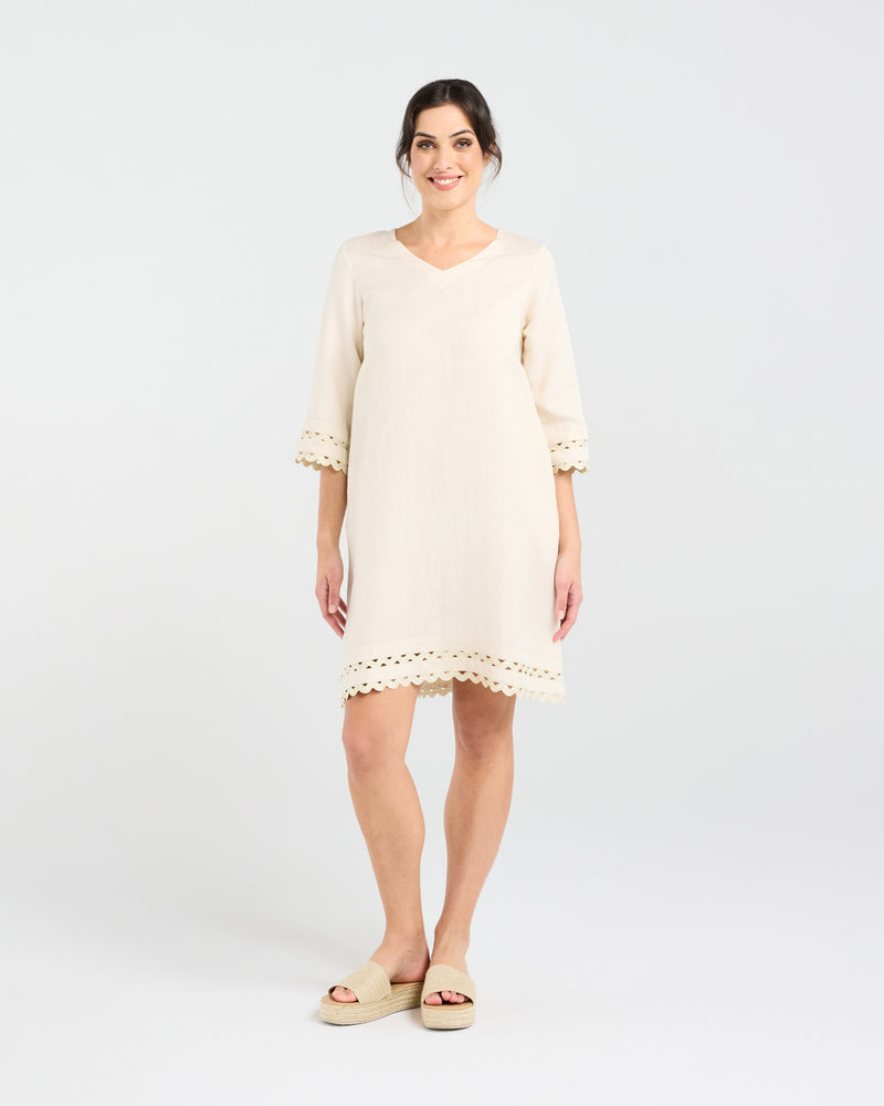 Desiree Gold Ric Rac Trim Dress