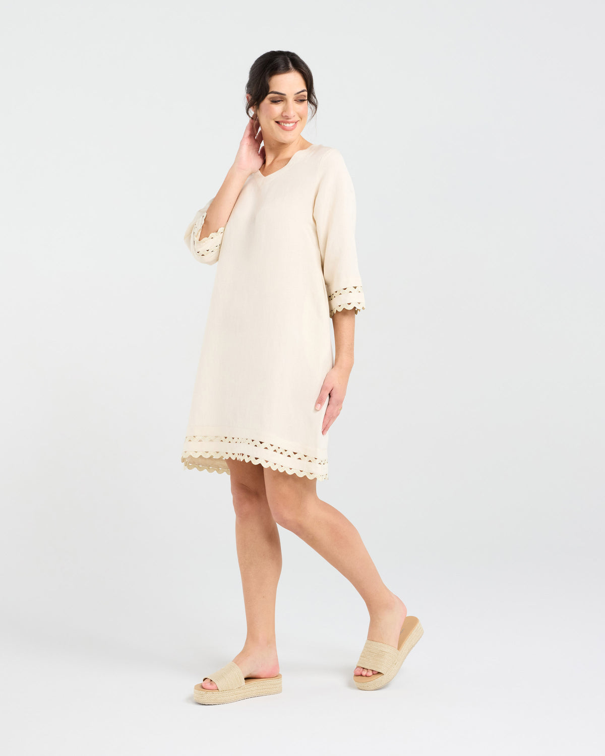 Desiree Gold Ric Rac Trim Dress