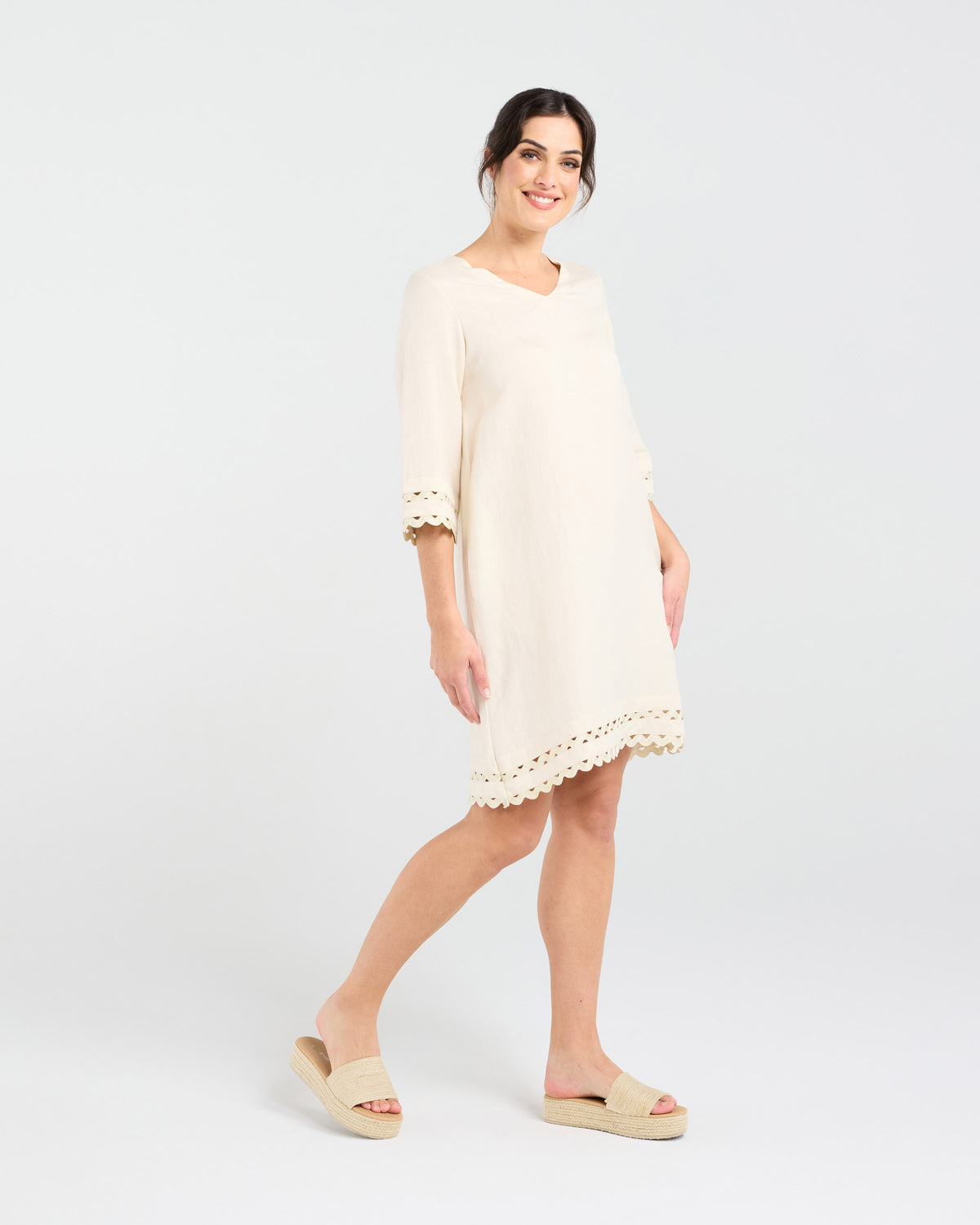 Desiree Gold Ric Rac Trim Dress