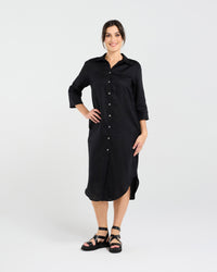 Amelie Plain Linen Shirt Dress