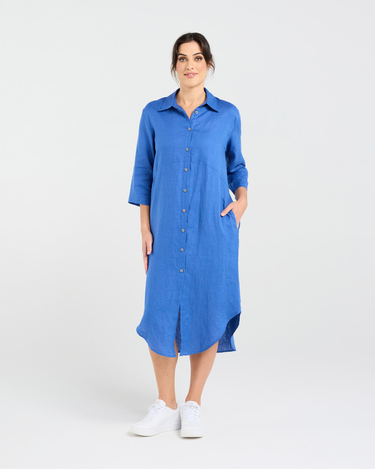 Amelie Plain Linen Shirt Dress