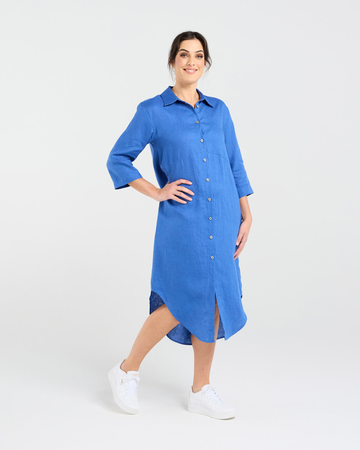 Amelie Plain Linen Shirt Dress