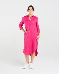 Amelie Plain Linen Shirt Dress