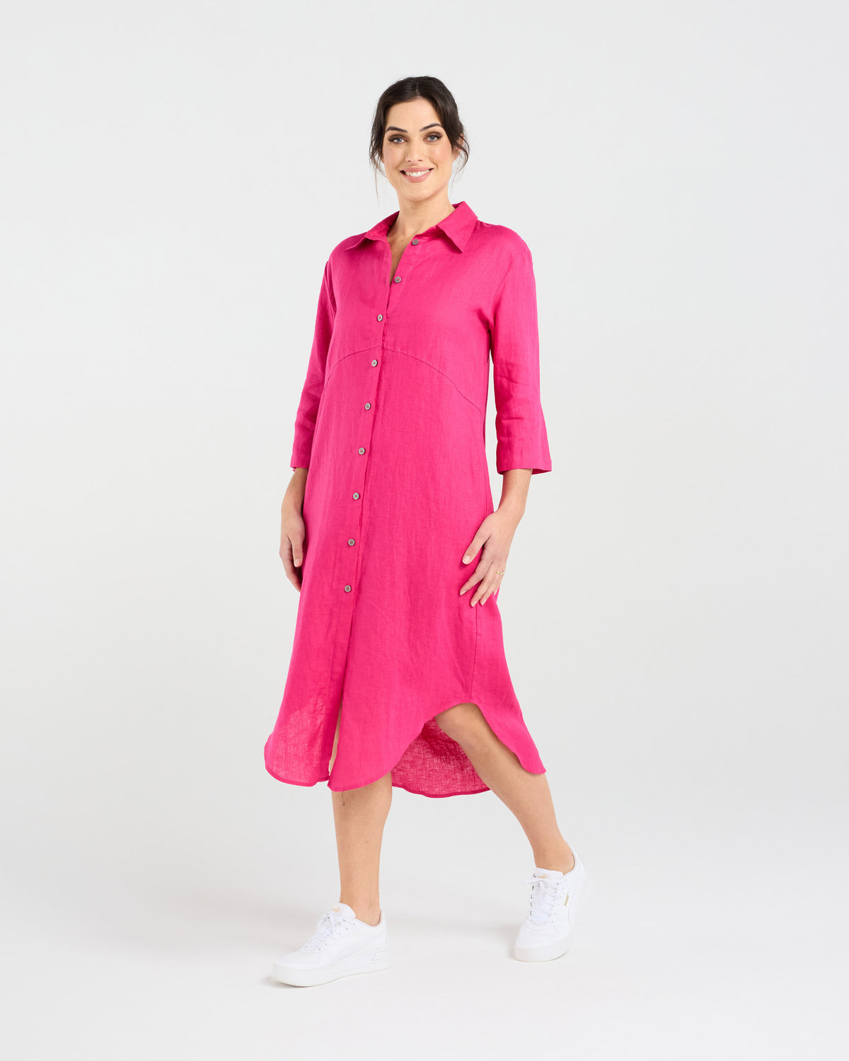 Amelie Plain Linen Shirt Dress