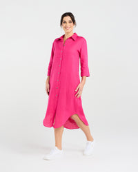 Amelie Plain Linen Shirt Dress