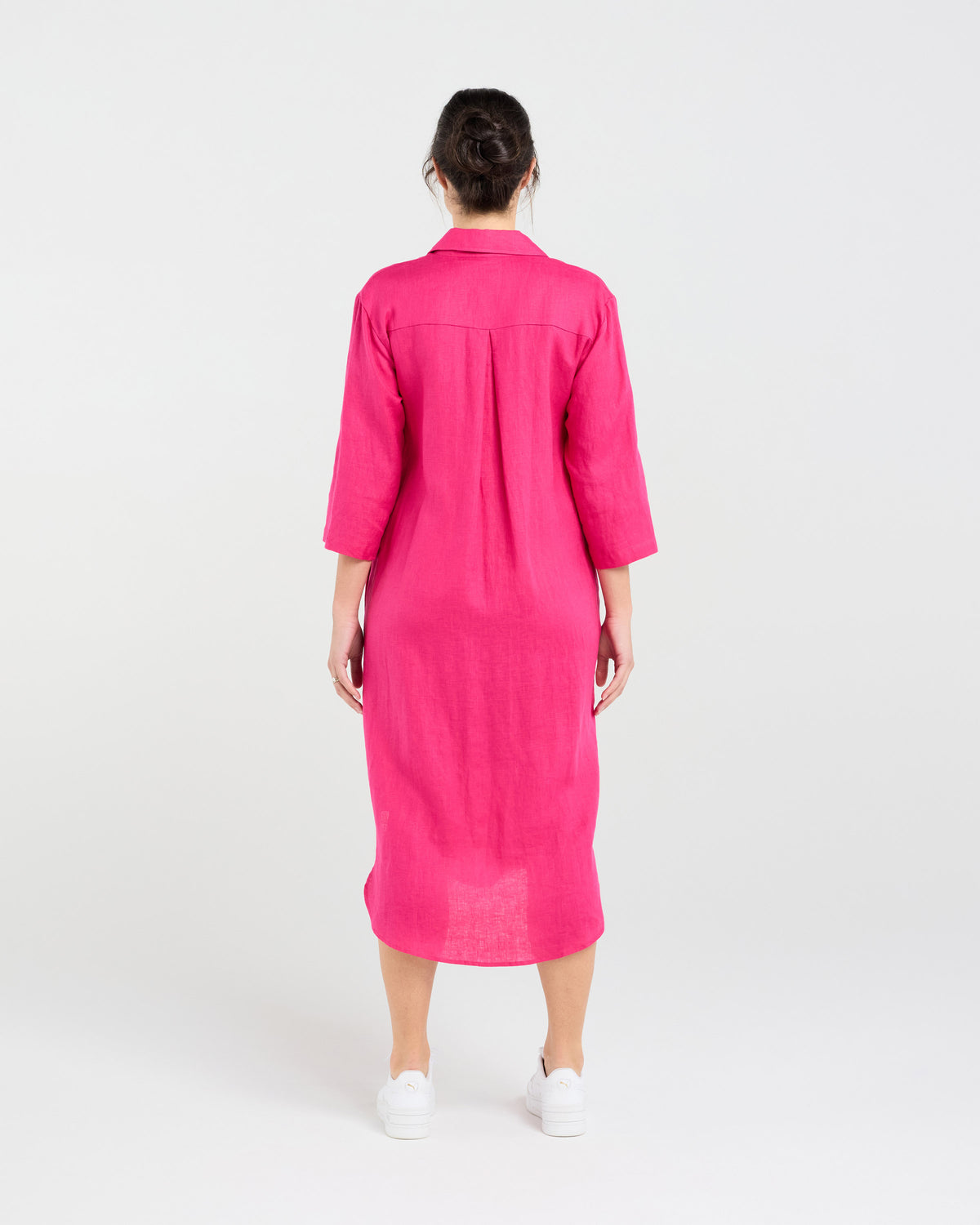 Amelie Plain Linen Shirt Dress