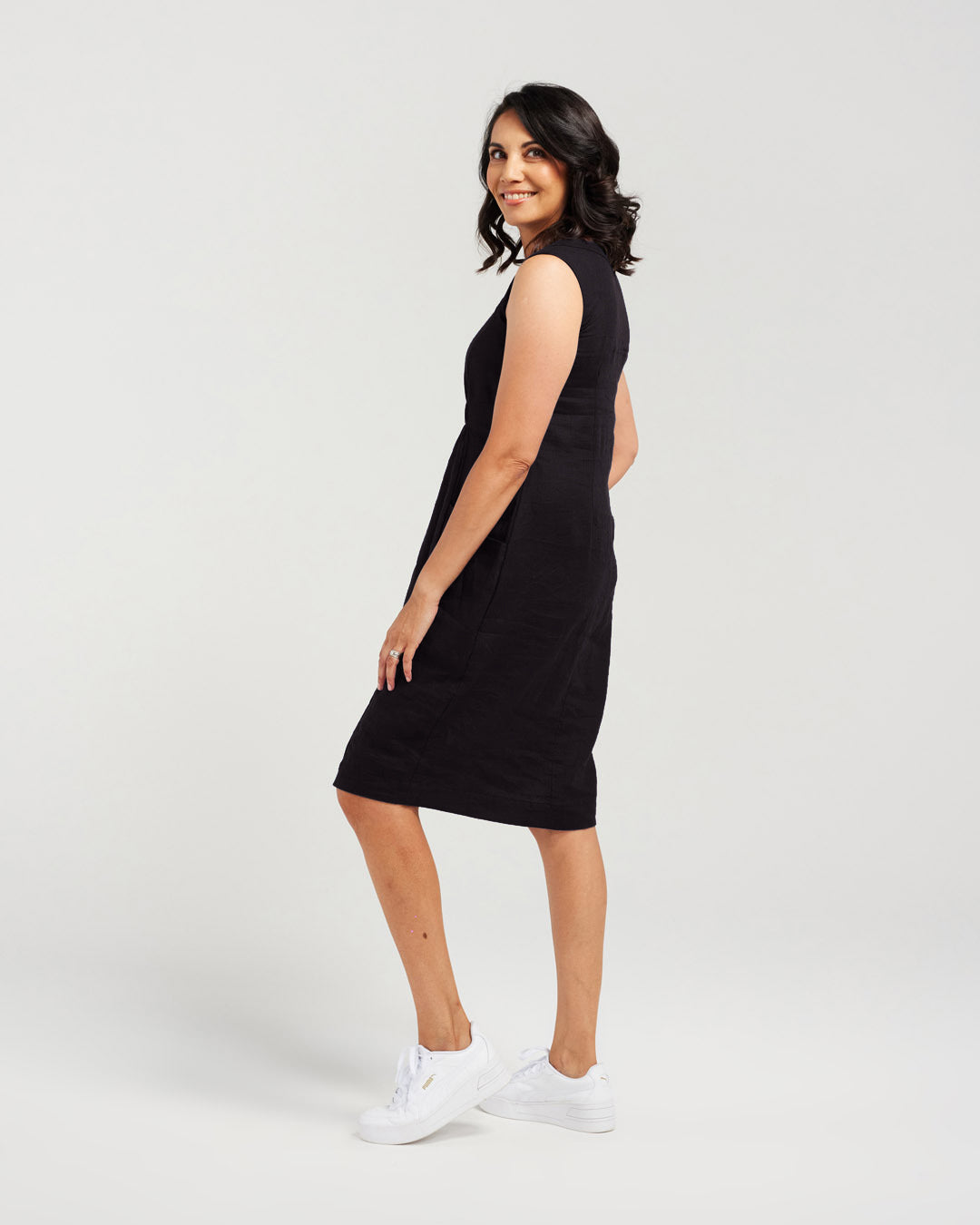 Two Pocket Elastic High Waist Dress