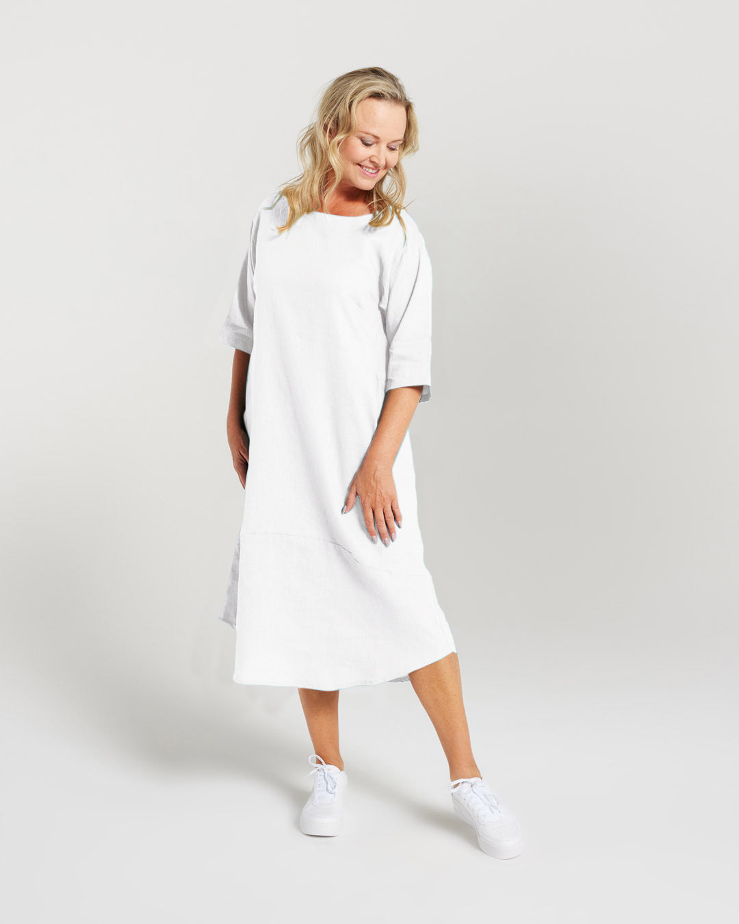 Plain Linen Tulip Hem Dress