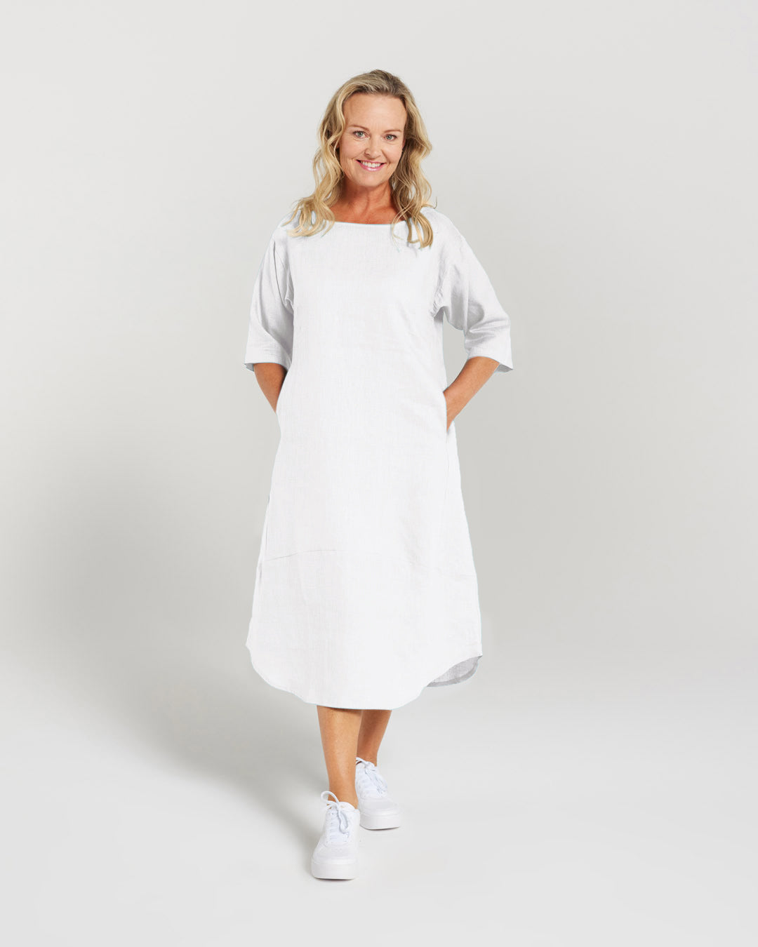 Plain Linen Tulip Hem Dress