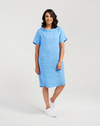 Plain Linen Button Back Dress
