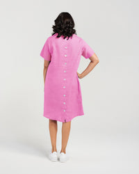 Plain Linen Button Back Dress