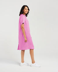 Plain Linen Button Back Dress