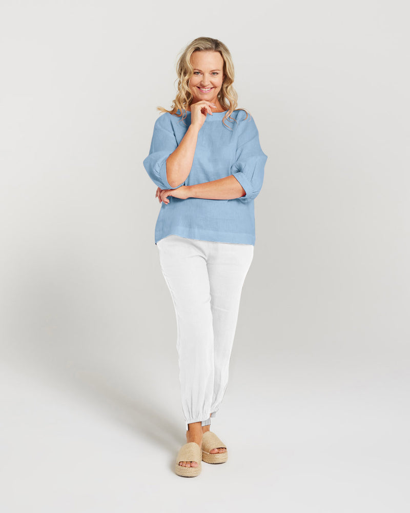 Plain Linen Half Sleeve Top