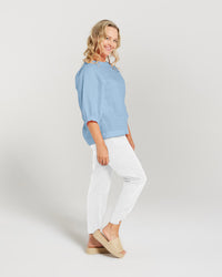 Plain Linen Half Sleeve Top