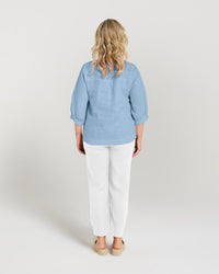 Plain Linen Half Sleeve Top