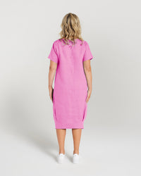 Plain Linen Bubble Hem Dress