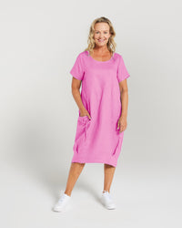 Plain Linen Bubble Hem Dress
