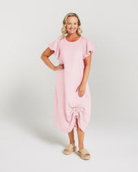Flutter Sleeve Drawstring Dress