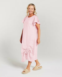 Flutter Sleeve Drawstring Dress