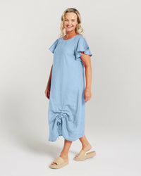 Flutter Sleeve Drawstring Dress
