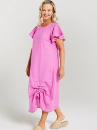 Flutter Sleeve Drawstring Dress